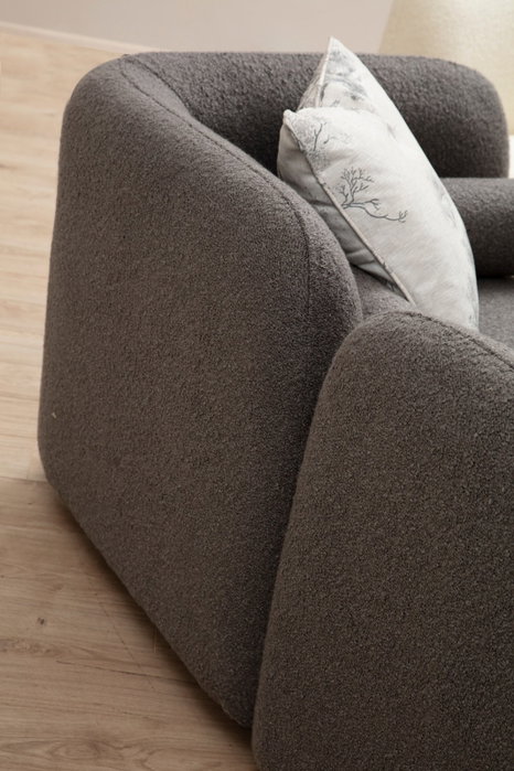 Atelier Del Sofa Sofá 3 Plazas Victoria Grey Bouclette Tela Poliéster Gris Patas Nogal 228x90x74 cm